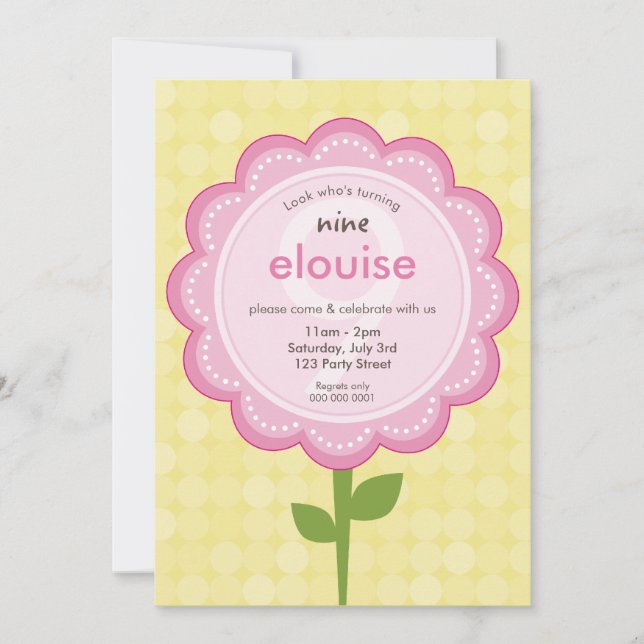 DAISY FLOWER modern vintage pretty birthday yellow Invitation (Front)