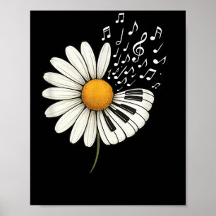 Daisy Flower Music Notes Clef Teacher Musicians Mu Poster