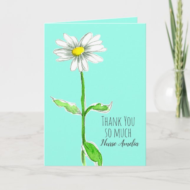 Daisy Flower Nurse Personalised Thank You Card (Front)