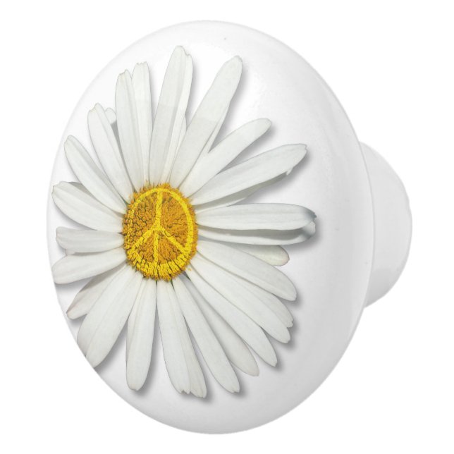 Daisy Flower of Inner PEACE Symbol Sign - Hippie Ceramic Knob (Right)