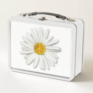 DAISY Flower of Inner PEACE Symbol Sign - Hippie Metal Lunch Box