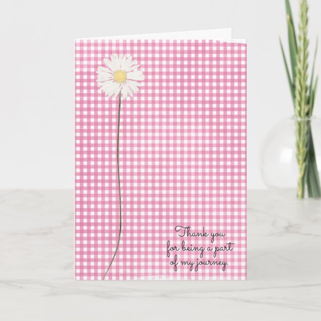 daisy flower on pink gingham friend's thanks card (Front)