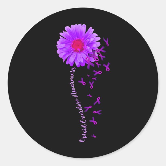 Daisy Flower Opioid Overdose Awareness Gifts 1 Classic Round Sticker (Front)