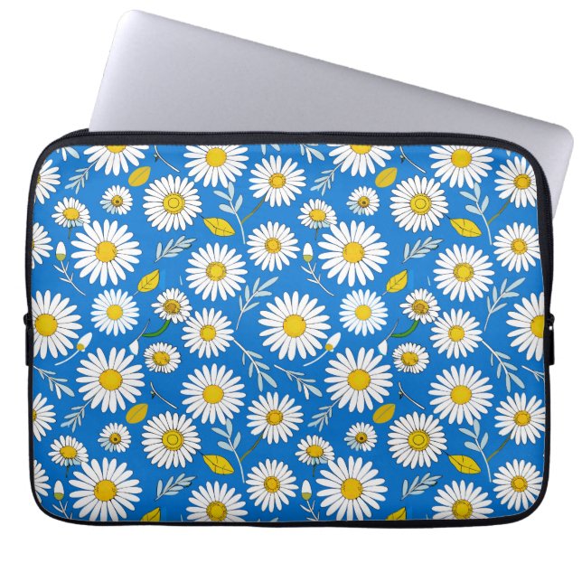 Daisy flower pattern laptop sleeve (Front)