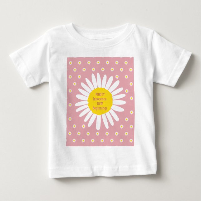 Daisy flower pattern - Purity, Innocence quote Baby T-Shirt (Front)