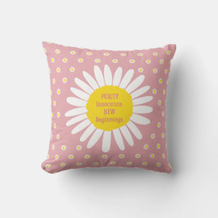 Daisy flower pattern - Purity, Innocence quote Cushion