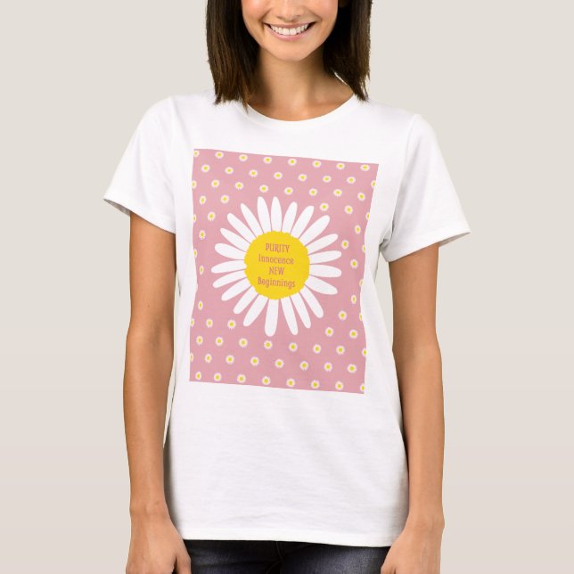 Daisy flower pattern - Purity, Innocence quote T-Shirt (Front)