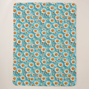 Daisy flower pattern sherpa blanket