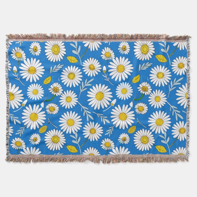 Daisy flower pattern throw blanket (Front)