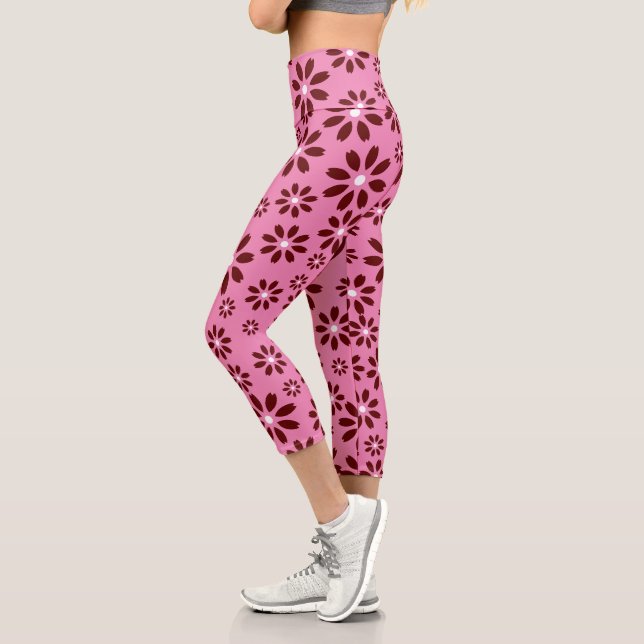 Daisy Flower Pattern  Women's  Capri Leggings (Left)