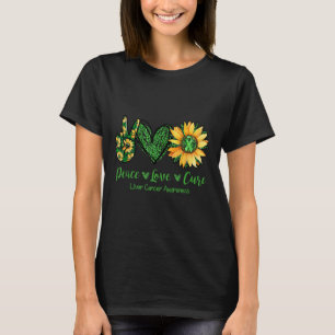 Daisy Flower Peace Love Cure Liver Cancer Awarenes T-Shirt