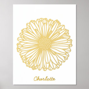 Daisy Flower Personalised Foil Prints