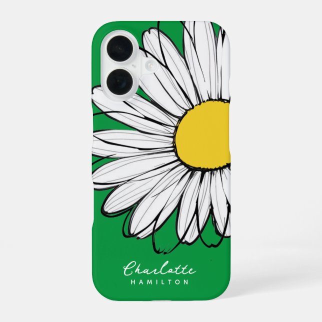 Daisy Flower Personalised Name iPhone 16 Case (Back)