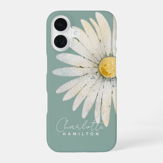 Daisy Flower Personalised Name iPhone 16 Case (Back)