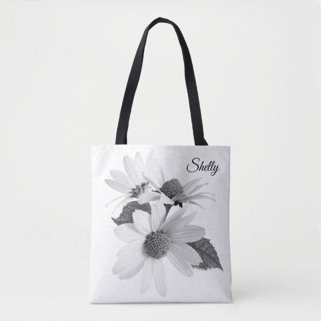 Daisy Flower Personalised Reusable Tote Bag (Front)