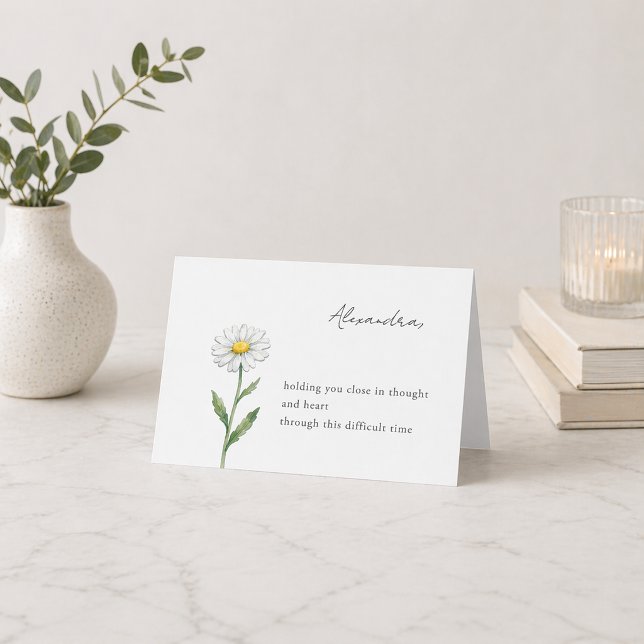Daisy Flower Personalised Sympathy Card with Name (Creator Uploaded)