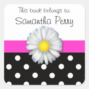 Daisy flower polka dot customisable stickers
