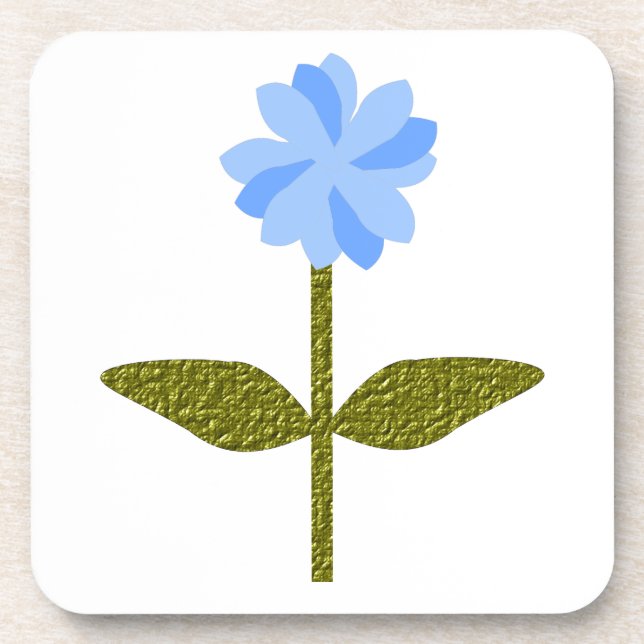 Daisy Flower Pretty Blue Cork Coaster (Front)