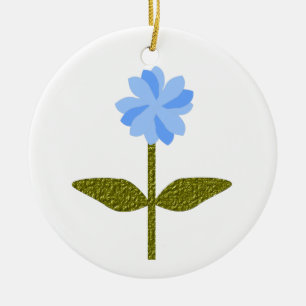 Daisy Flower Pretty Blue Custom Birthday Ceramic Ornament
