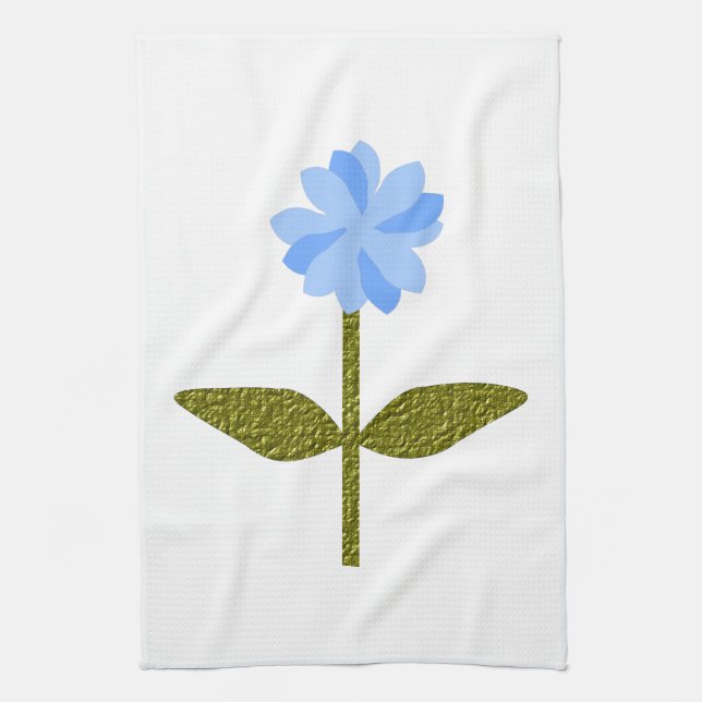 Daisy Flower Pretty Blue Kitchen Towel (Vertical)