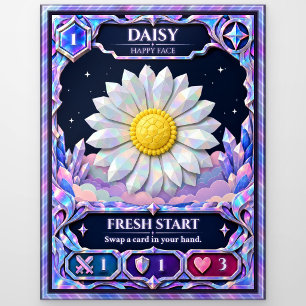 Daisy Flower, Rainbow Foil Art Postcard