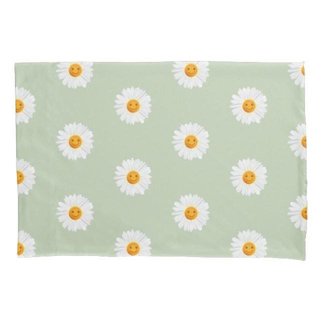 Daisy Flower Smiley Face Pillowcase (Front)