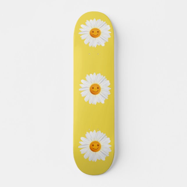 Daisy Flower Smiley Face Skateboard (Front)