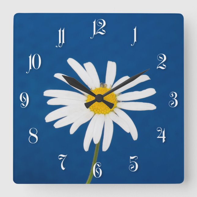 Daisy flower square wall clock (Front)