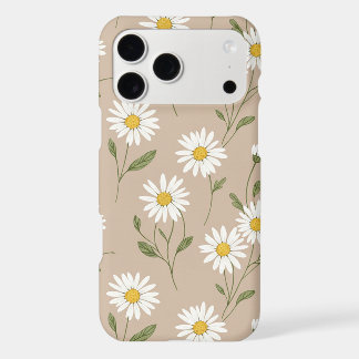 Daisy Flower Stem Botanical Taupe Pattern