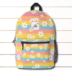 Daisy Flower Stripe Pattern Logo Corporate Printed Backpack