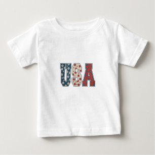 Daisy Flower USA Flag 4th of July Patriotic Baby T-Shirt