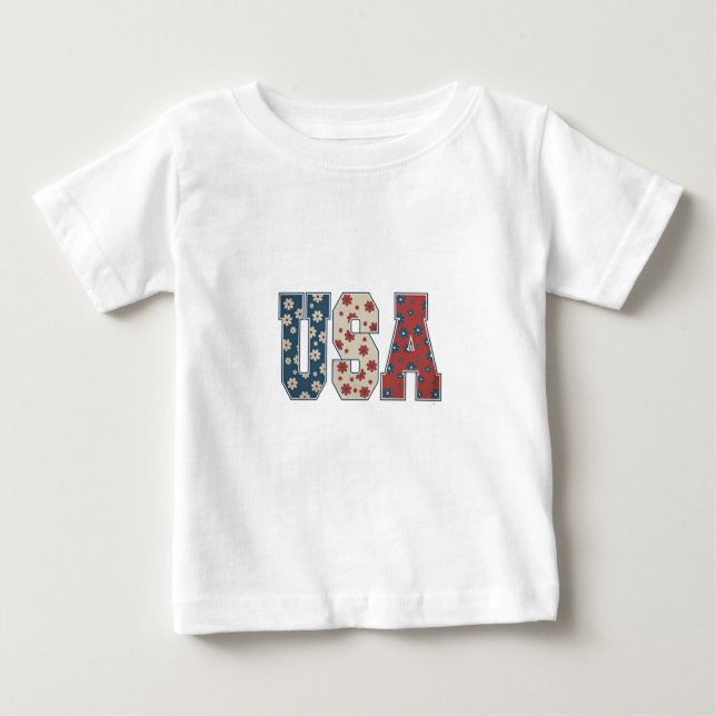 Daisy Flower USA Flag 4th of July Patriotic Baby T-Shirt (Front)