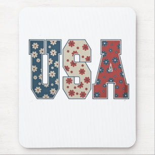 Daisy Flower USA Flag 4th of July Patriotic Mouse Pad