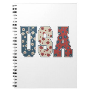 Daisy Flower USA Flag 4th of July Patriotic Notebook