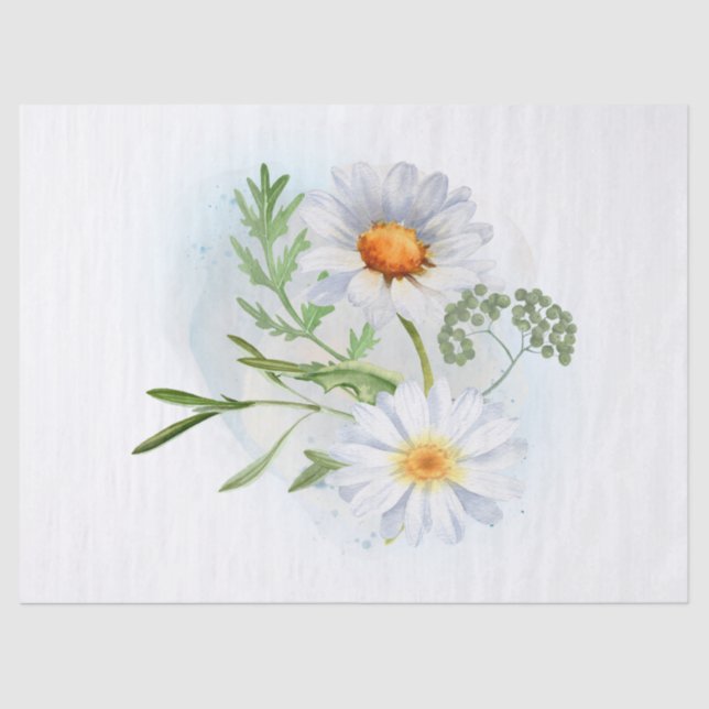 Daisy Flower Watercolor Tissue Paper (Front)