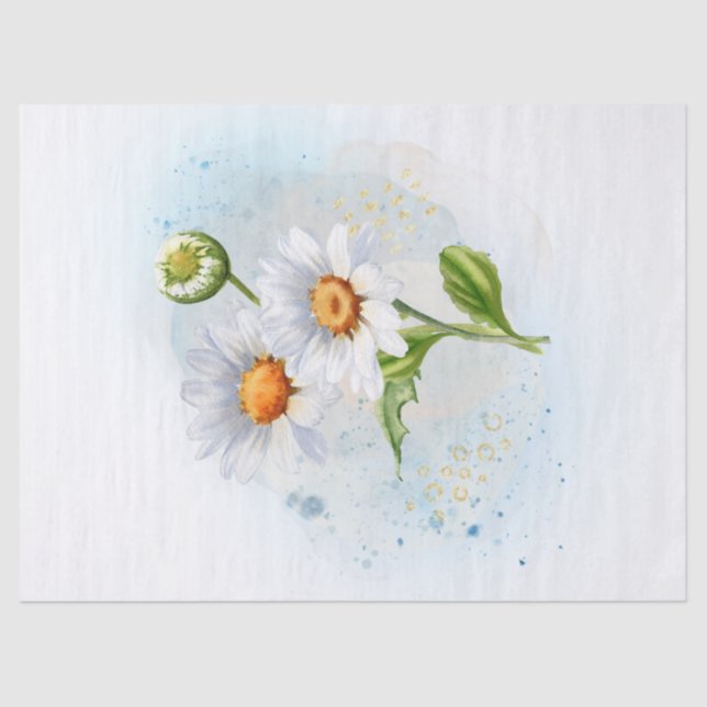 Daisy Flower Watercolor Tissue Paper (Front)