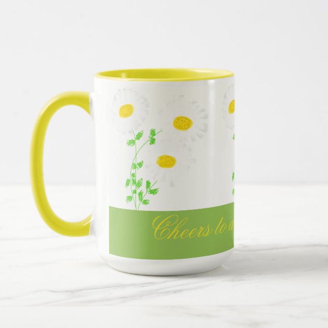Daisy Flowered Yellow And Green Mug (Left)
