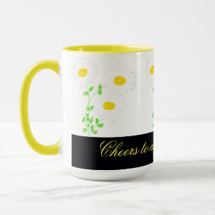Daisy Flowered Yellow Mug Cheers To An Amazing Day