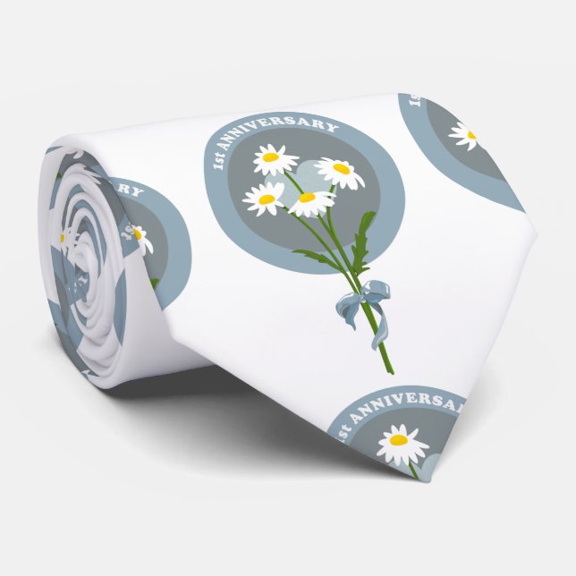 Daisy flowers 1st wedding / engagement anniversary tie (Rolled)