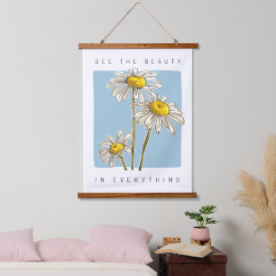 Daisy Flowers Beauty Slogan Hanging Tapestry