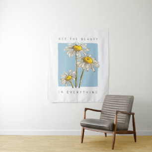 Daisy Flowers Beauty Slogan Tapestry