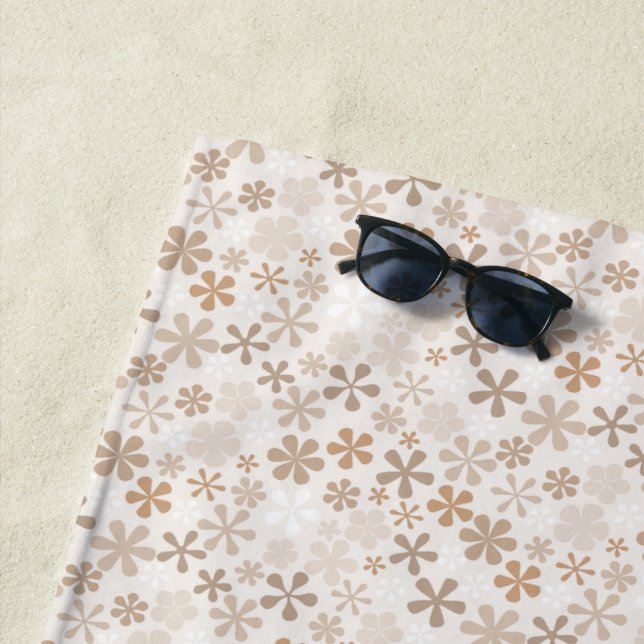 Daisy Flowers Beige Floral Aesthetic Ditsy Tan Beach Towel (In Situ)