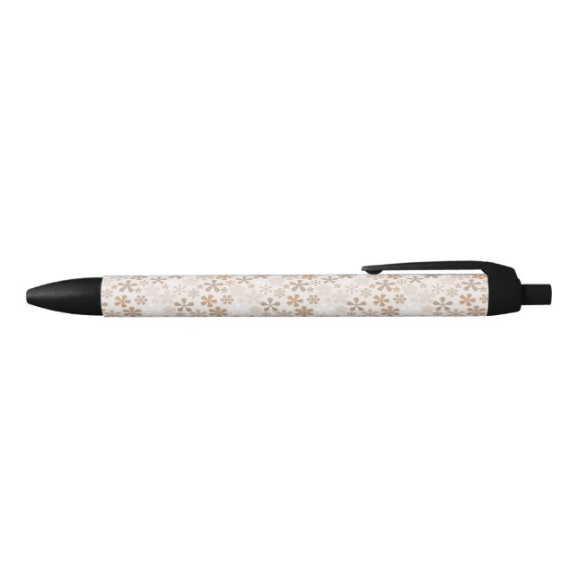 Daisy Flowers Beige Floral Aesthetic Ditsy Tan Black Ink Pen (Top)