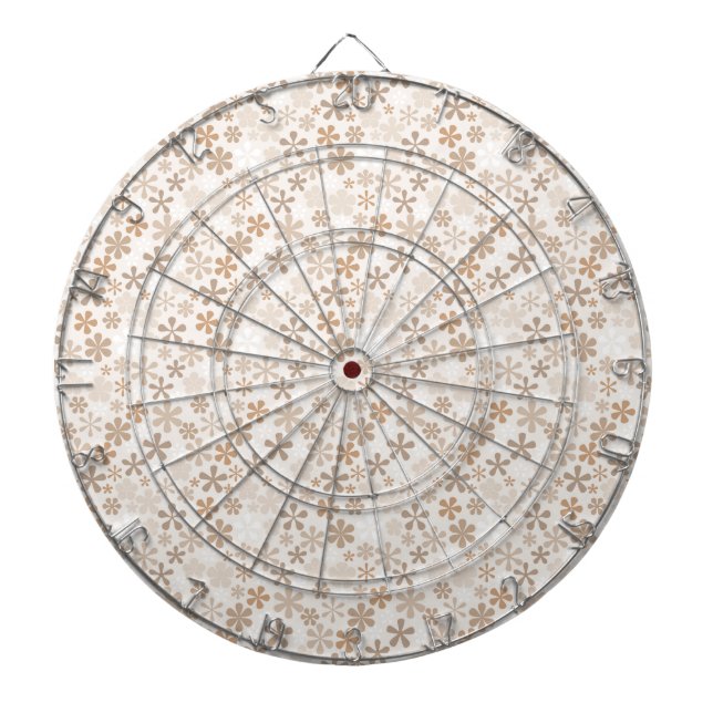 Daisy Flowers Beige Floral Aesthetic Ditsy Tan Dartboard (Front)