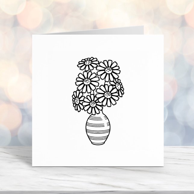 Daisy Flowers Bouquet Vase Self-inking Stamp (Creator Uploaded)