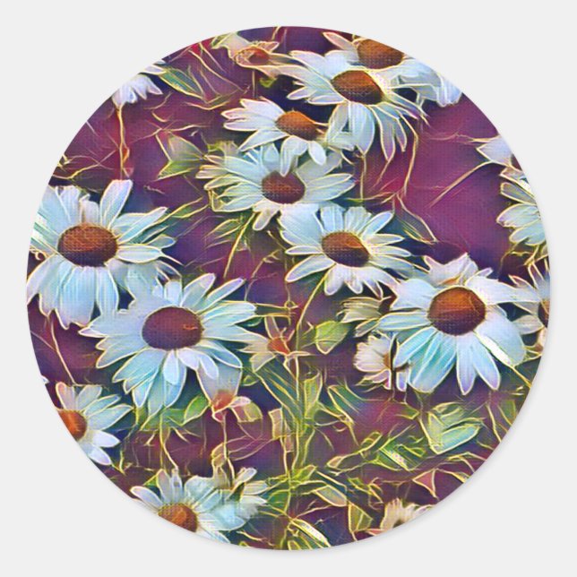 DAISY FLOWERS   CLASSIC ROUND STICKER (Front)