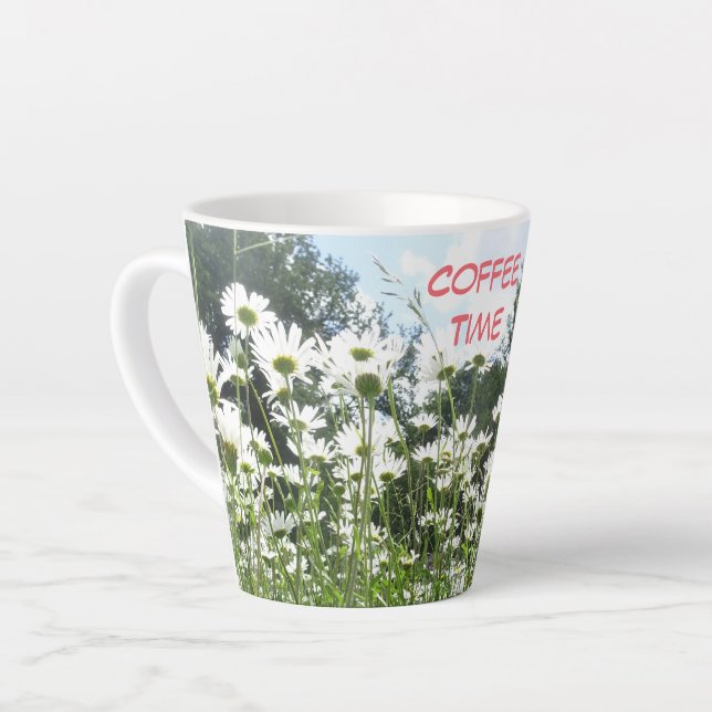 Daisy Flowers Coffee Time Cust. Latte Mug (Left Angle)