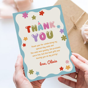 Daisy Flowers Colorful Birthday Party Photo Thank You Card