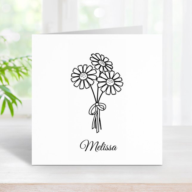 Daisy Flowers Custom Name Rubber Stamp (Creator Uploaded)