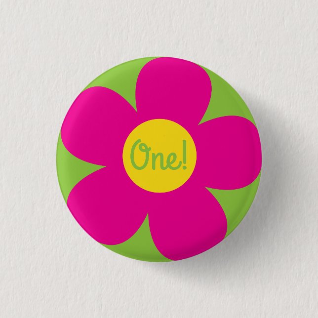 Daisy Flowers Cute Colourful 1st Birthday Party 3 Cm Round Badge (Front)